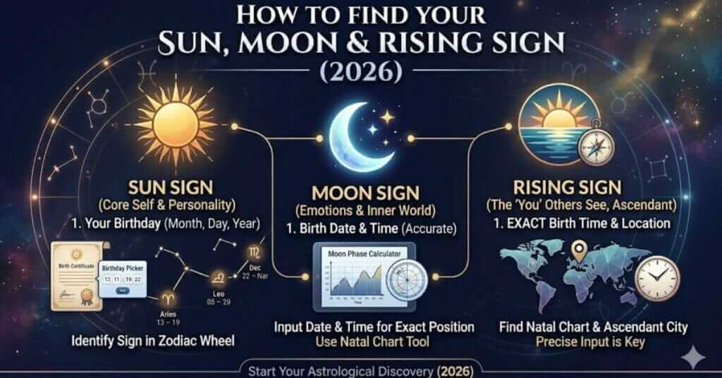 How to Find Your Sun, Moon & Rising Sign (2026)