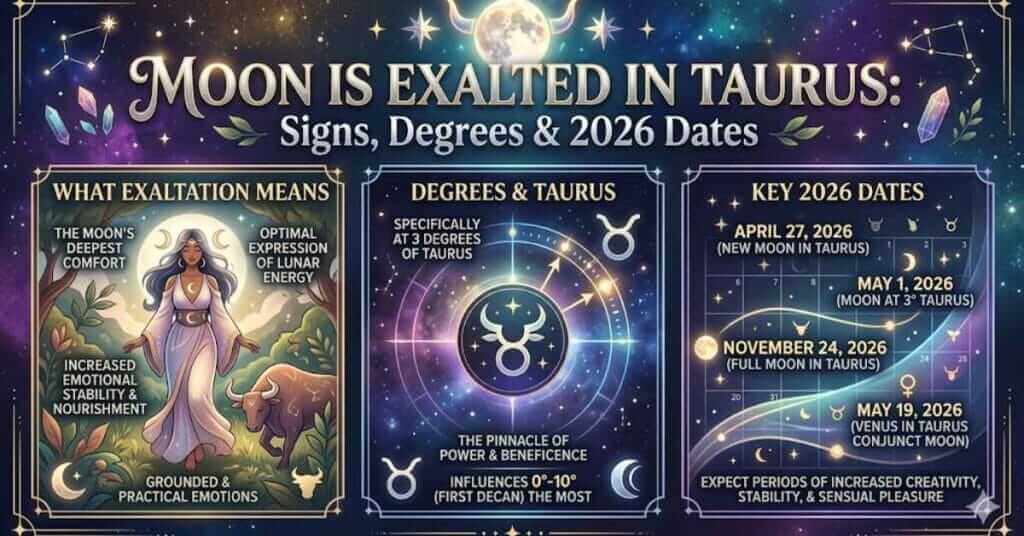 Moon Is Exalted in Taurus: Signs, Degrees & 2026 Dates